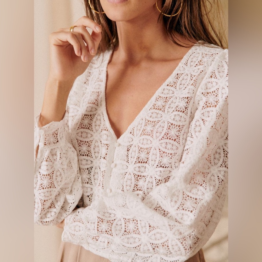 Sézane Gaia ecru lace blouse 38/6